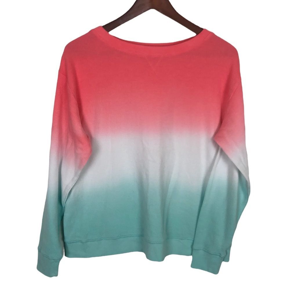Splendid Pink Blue Ombre Waffle Knit Long Sleeve Shirt Top Women's